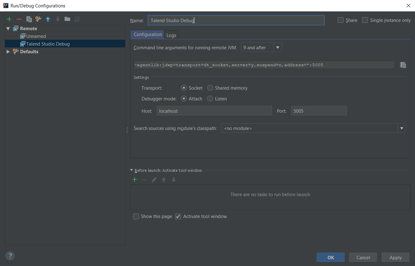 IntelliJ remote configuration