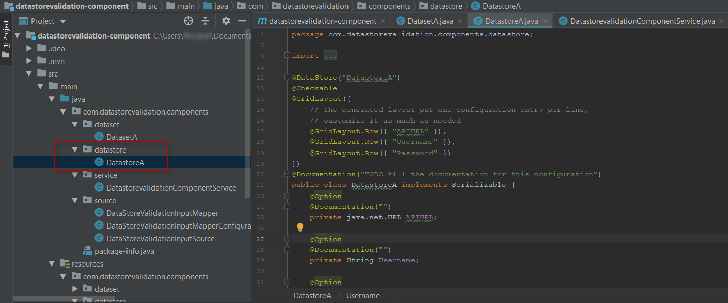 Datastore view